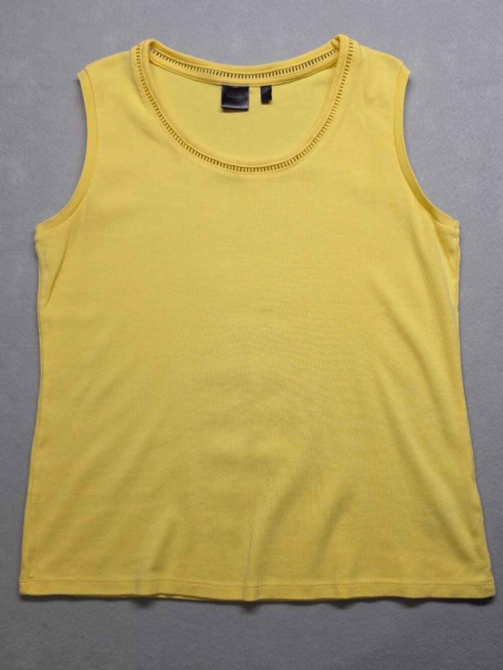 Rafaella Yellow Ladder Cutout Neckline Sleeveless Cotton Tank Top XLT